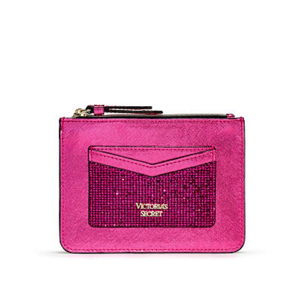NWT VICTORIA'S SECRETS sparkle Zip Card Case